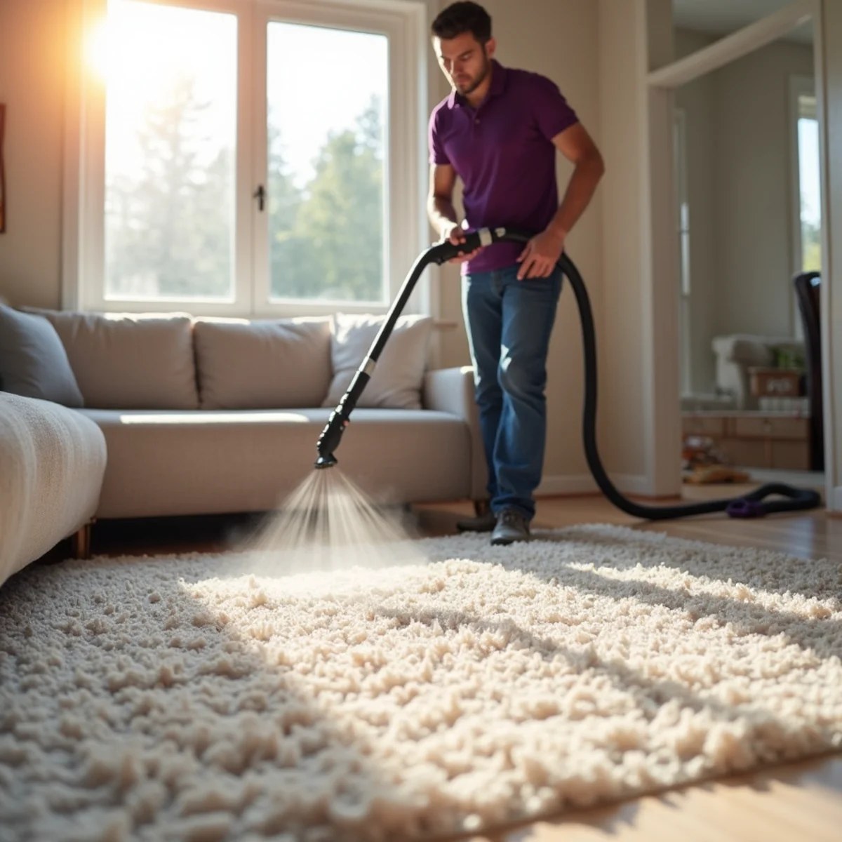 Carpet, Rug & Furniture Cleaning in a bright Idaho home by Sophisticated Cleaners